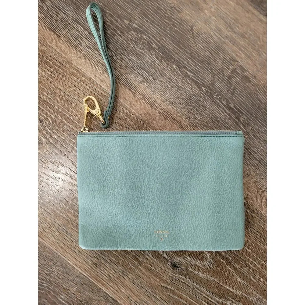 Fossil Light Blue Leather Wristlet womens clutch #7